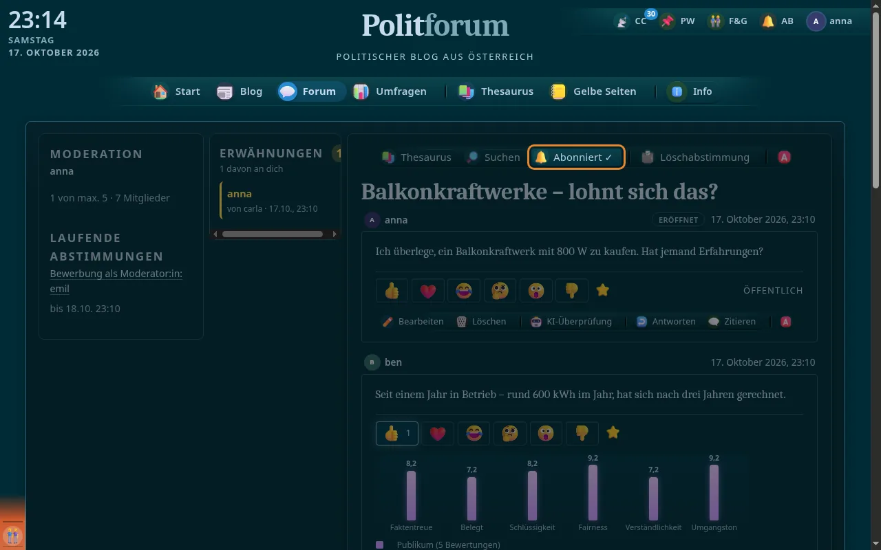 So sieht es aus: Abonnieren