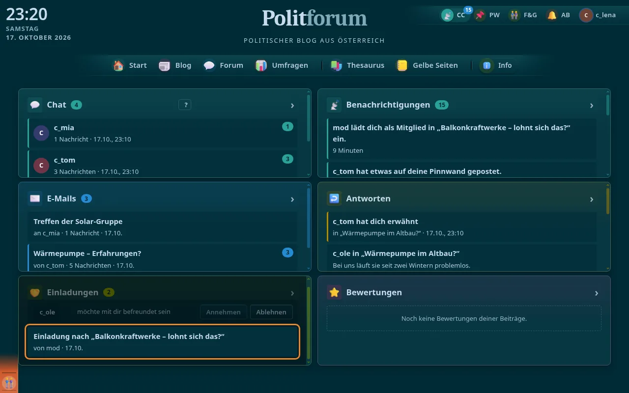 So sieht es aus: Einladungen in Threads
