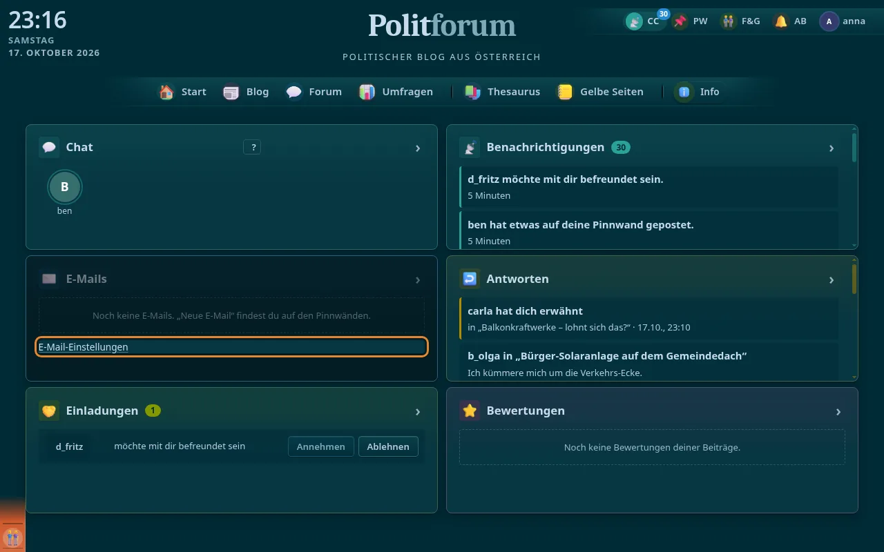 So sieht es aus: E-Mail-Einstellungen