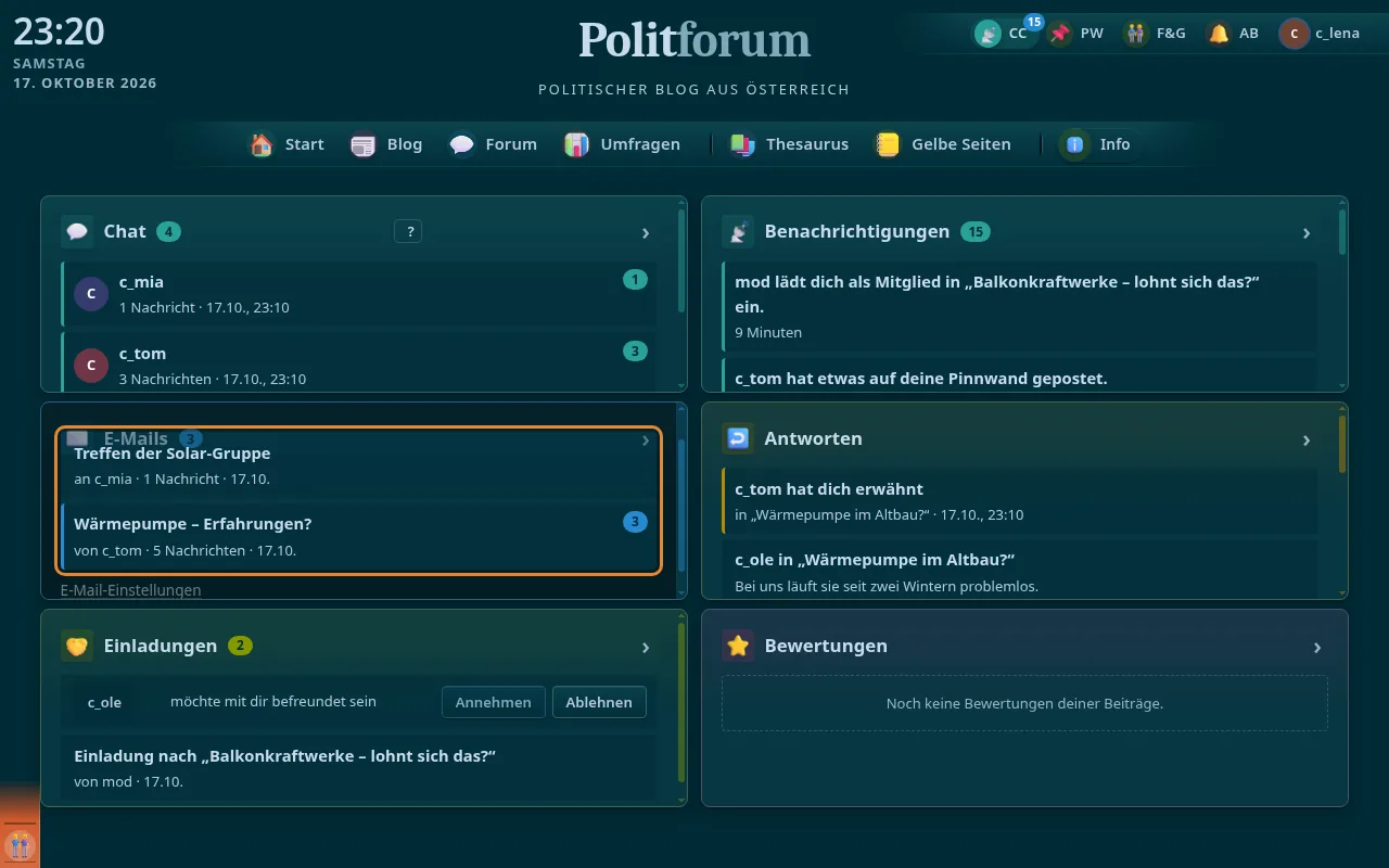 So sieht es aus: Unterhaltungen
