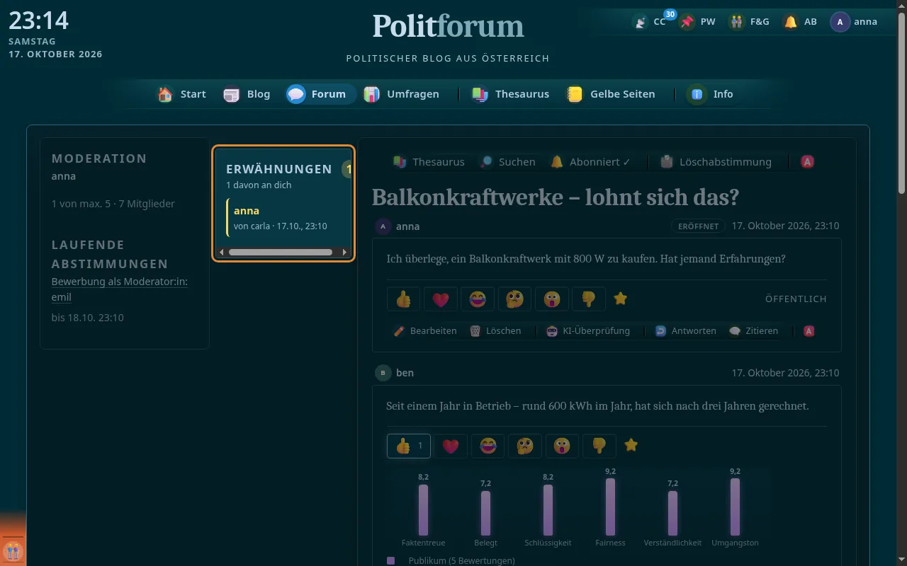 So sieht es aus: Erwähnungen