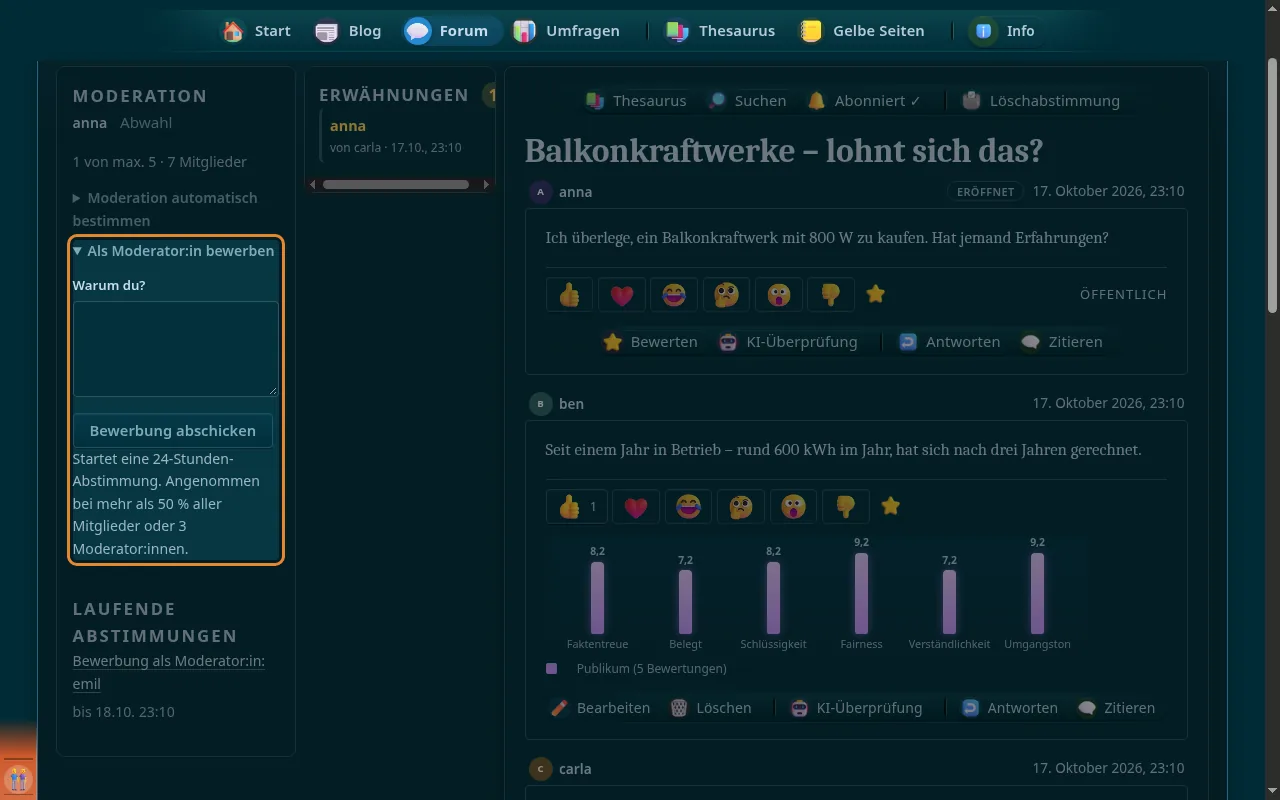 So sieht es aus: Bewerbung als Moderator:in