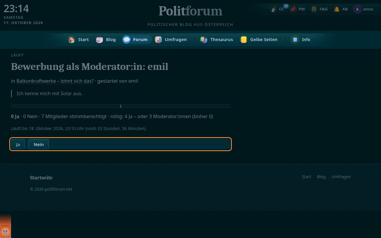 So sieht es aus: Ja / Nein stimmen