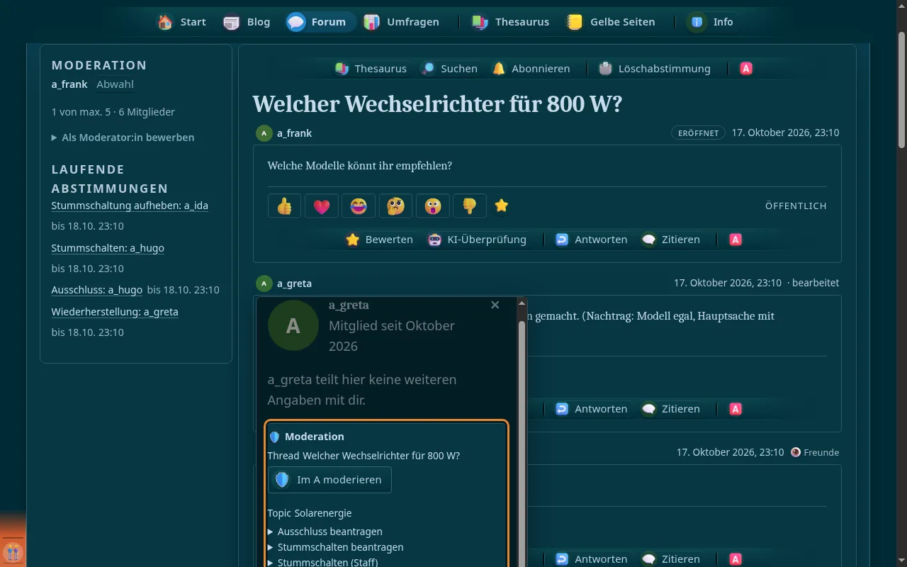 So sieht es aus: Im A moderieren