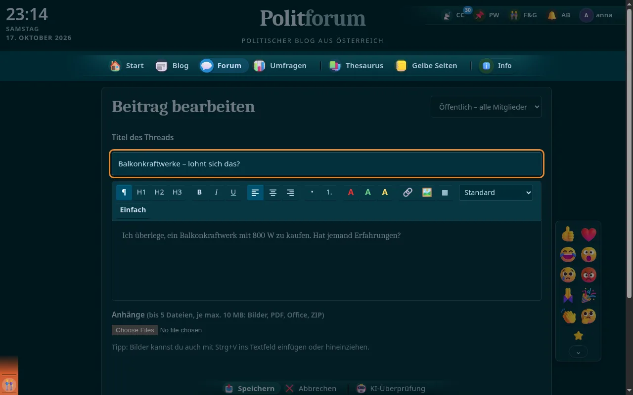 So sieht es aus: Thread-Titel ändern