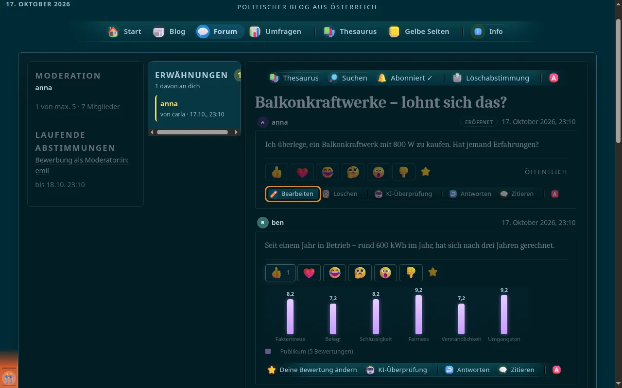 So sieht es aus: Bearbeiten