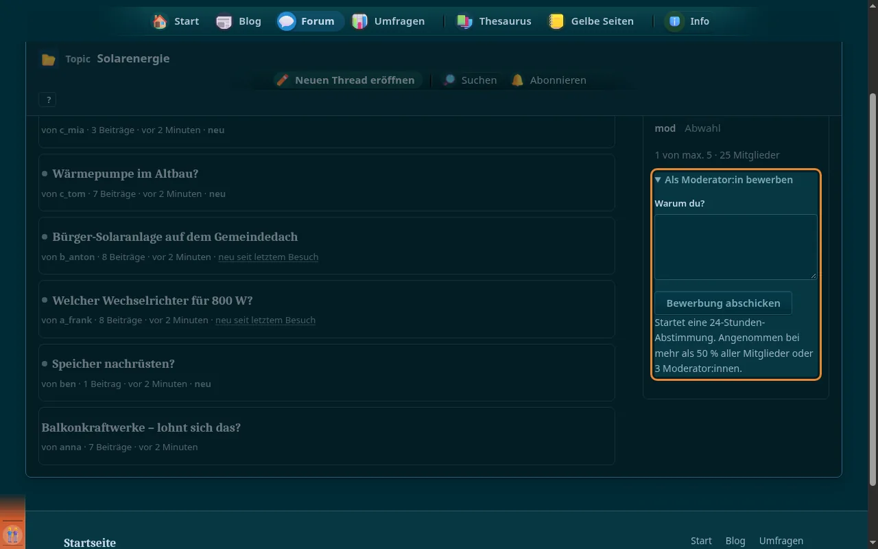 So sieht es aus: Als Moderator:in bewerben