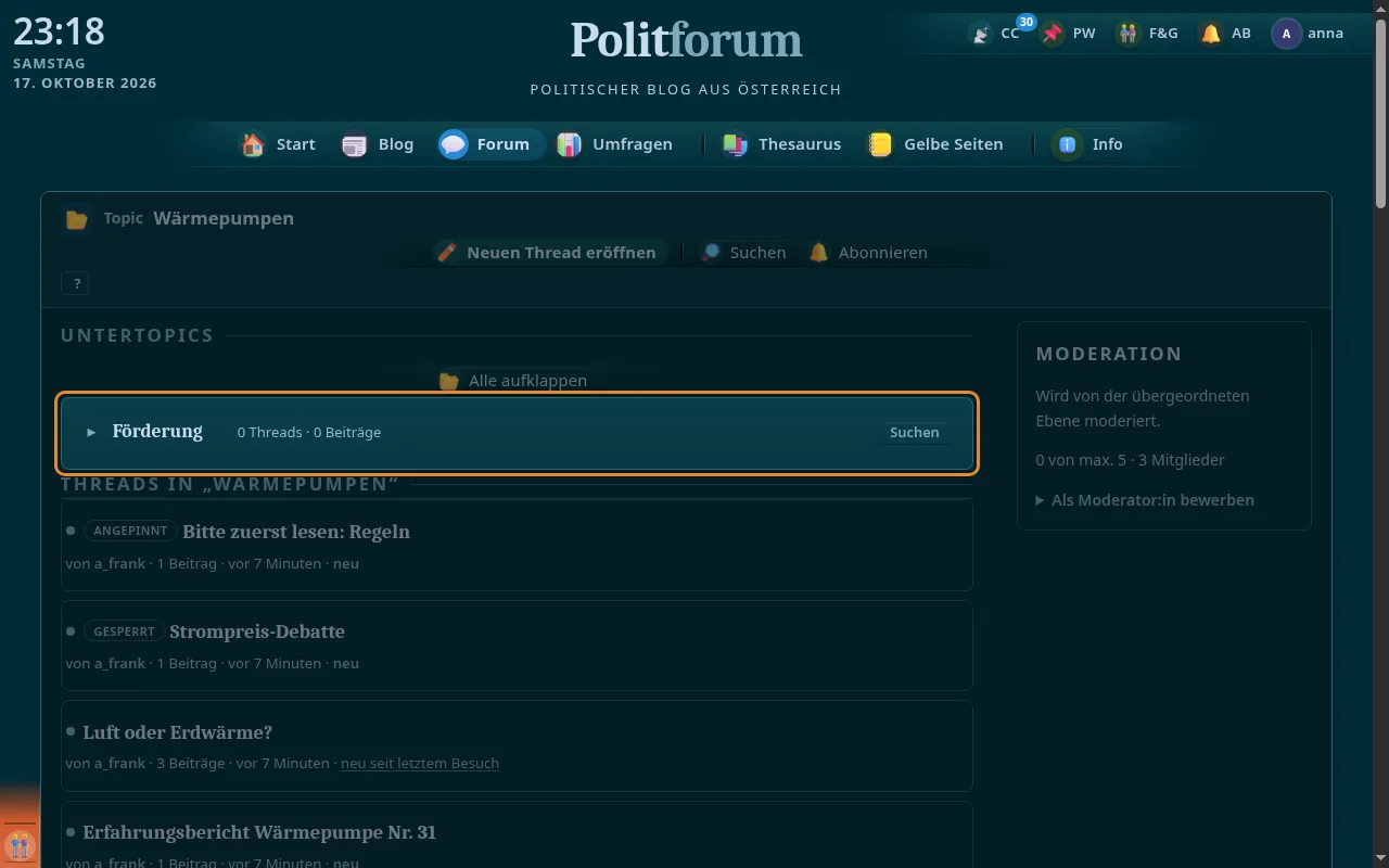 So sieht es aus: Untertopics