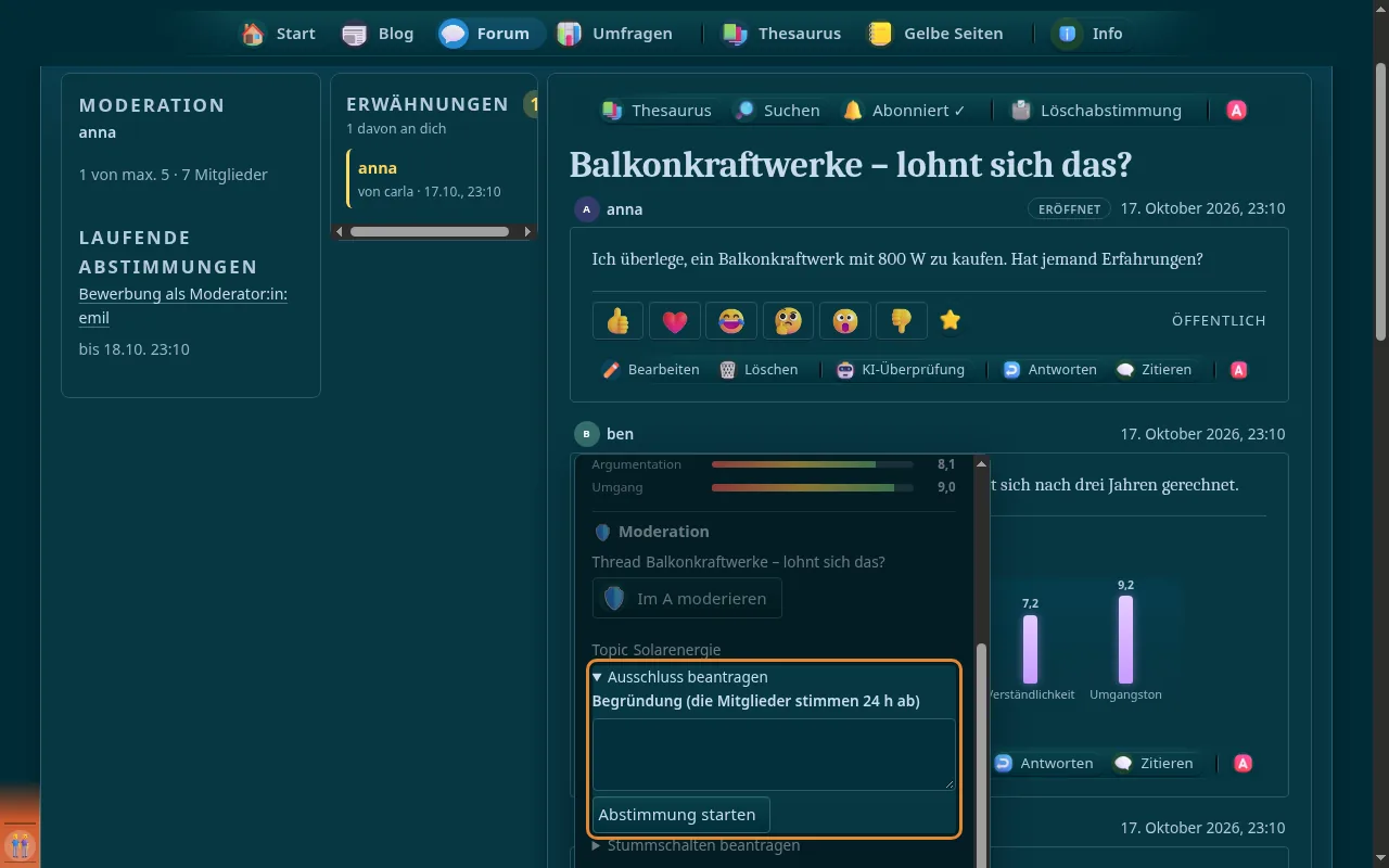 So sieht es aus: Ausschluss beantragen