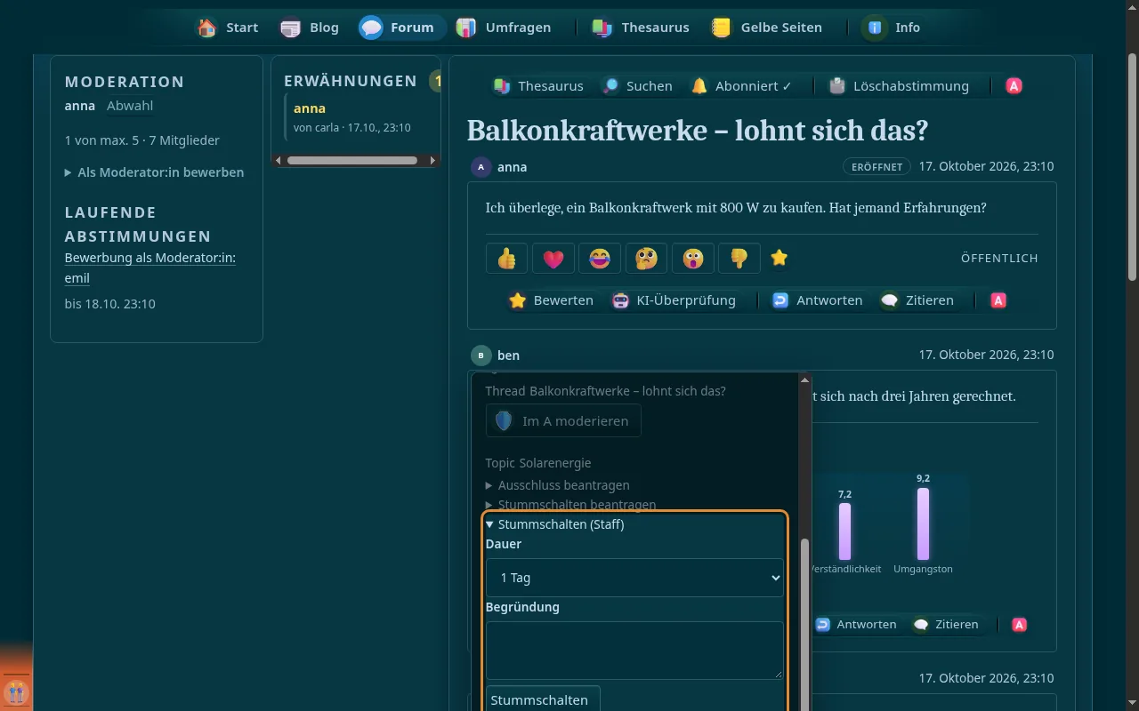 So sieht es aus: Stummschalten (Staff)