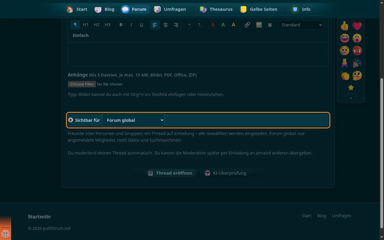 So sieht es aus: Forum global