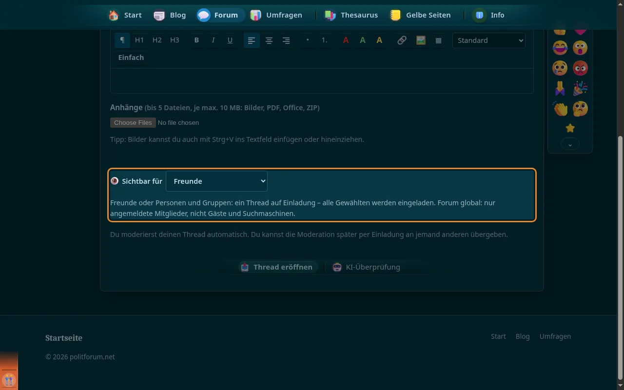 So sieht es aus: Sichtbarkeit des Threads