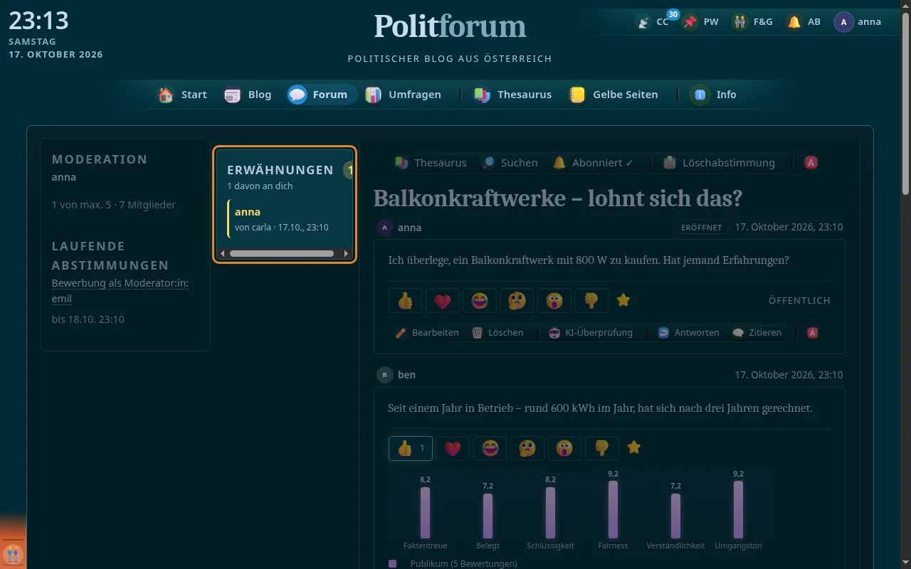 So sieht es aus: Erwähnungen-Spalte
