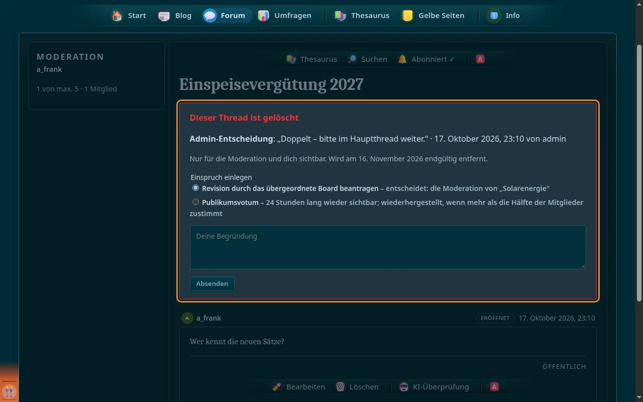 So sieht es aus: Gelöschter Thread