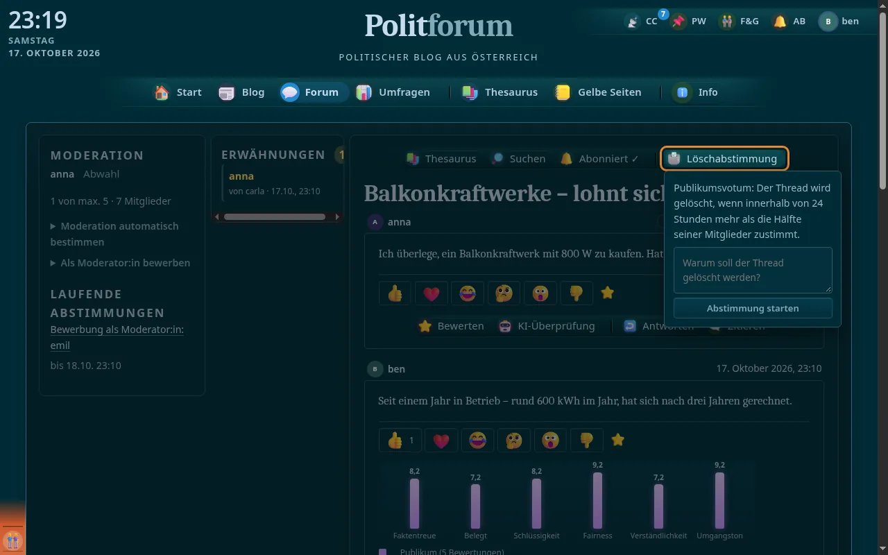 So sieht es aus: Löschabstimmung