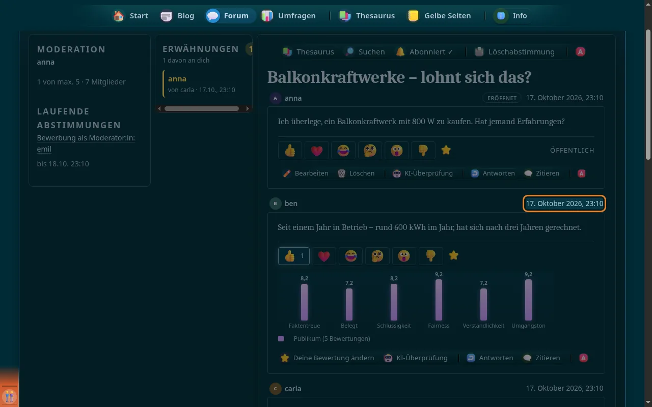 So sieht es aus: Seiten und Direktlinks