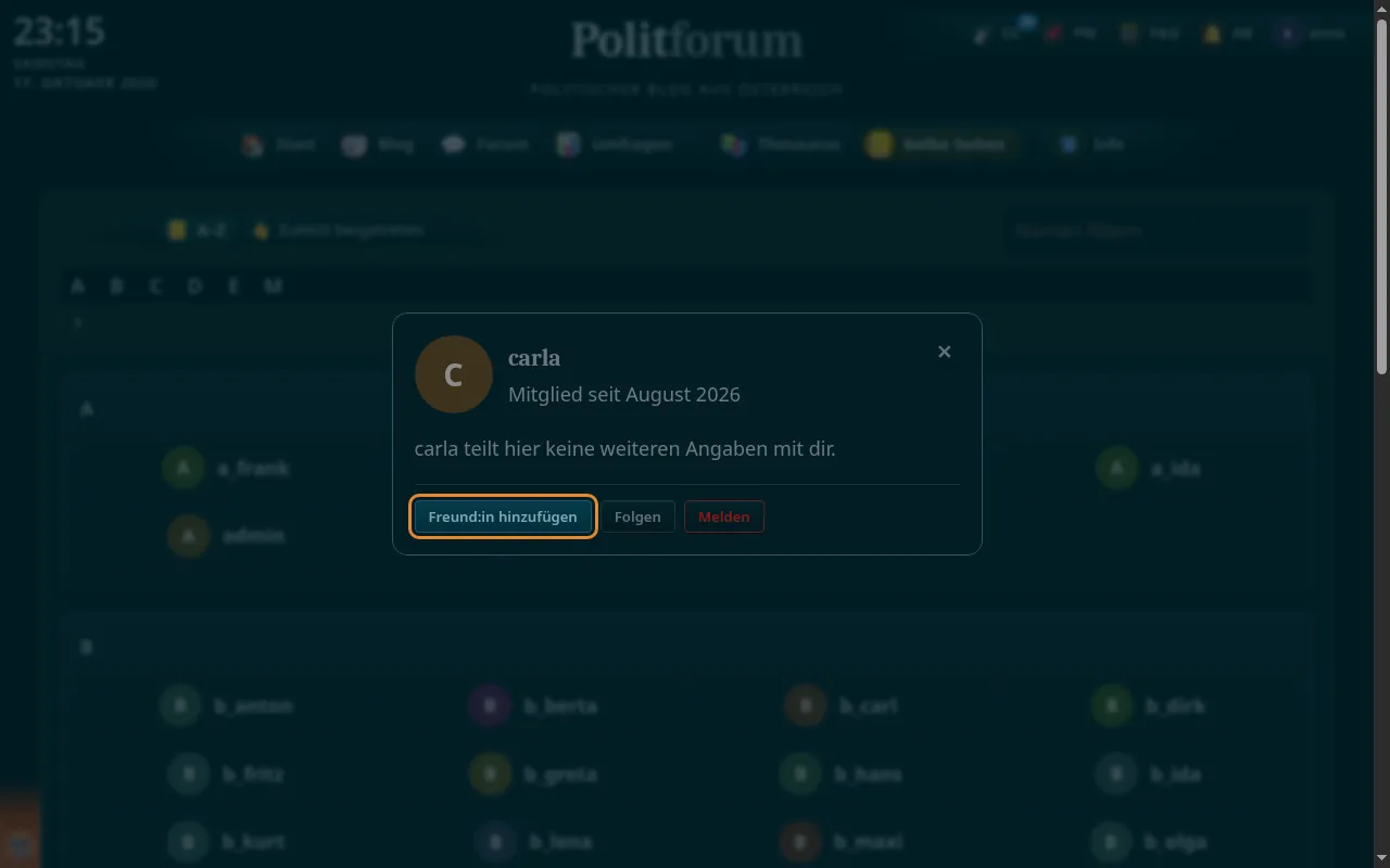 So sieht es aus: Anfrage senden