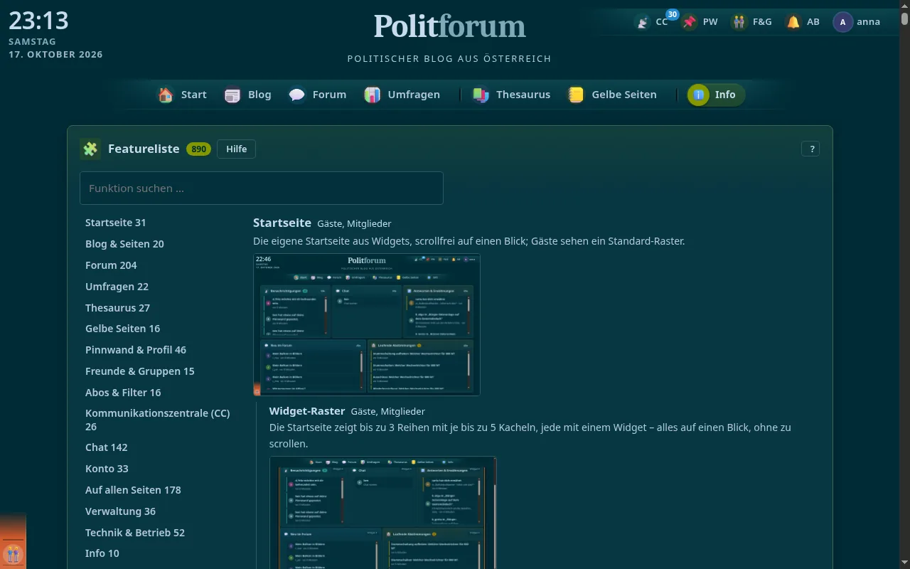 So sieht es aus: Featureliste