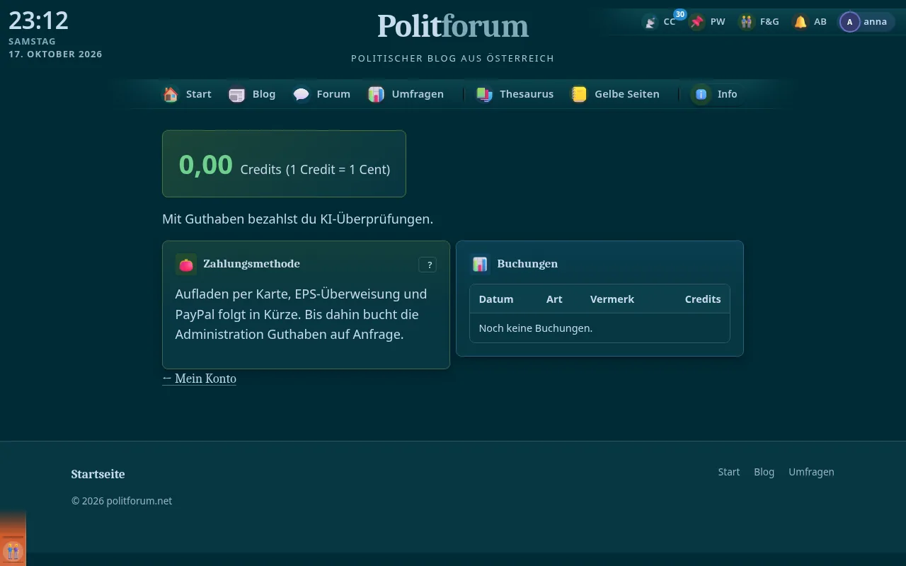 So sieht es aus: Guthaben