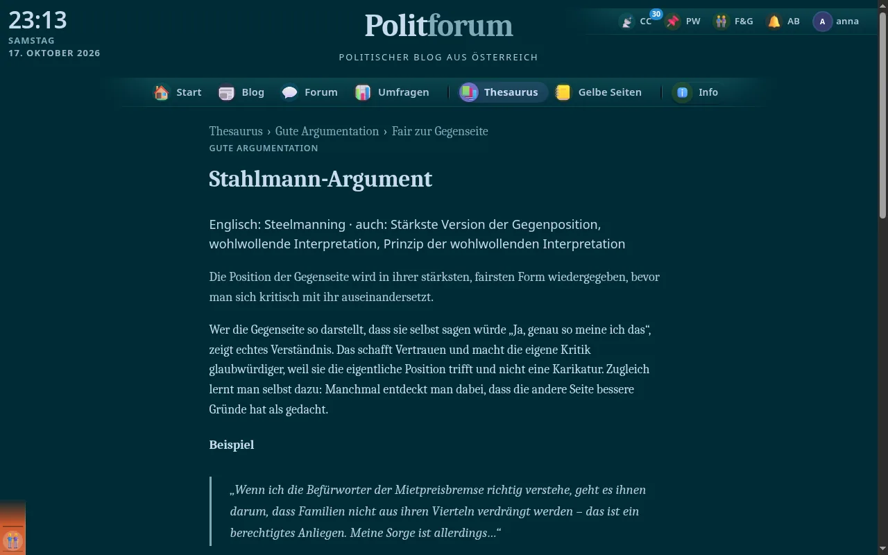 So sieht es aus: Eintragsseite