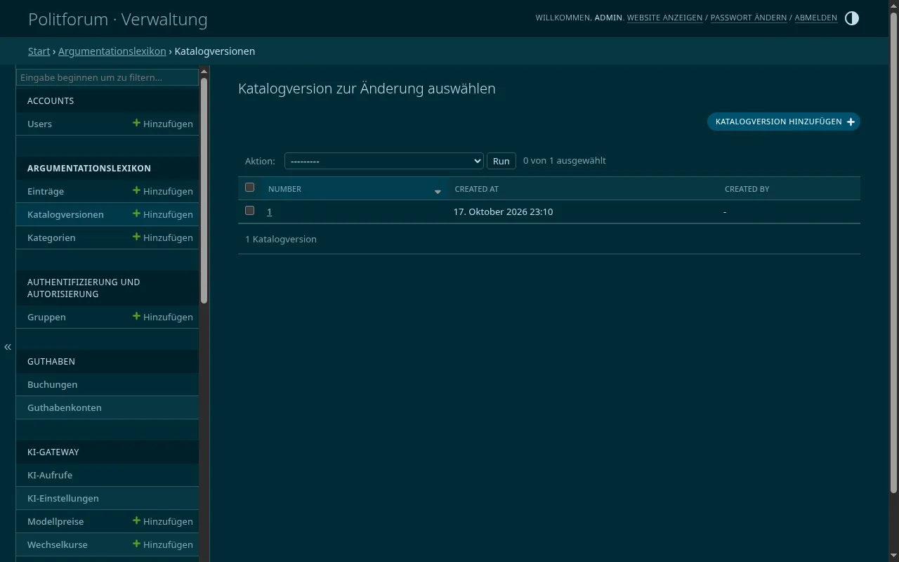 So sieht es aus: Katalogversionen