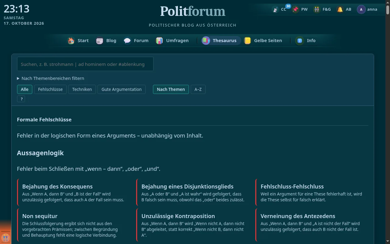 So sieht es aus: Thesaurus-Seite