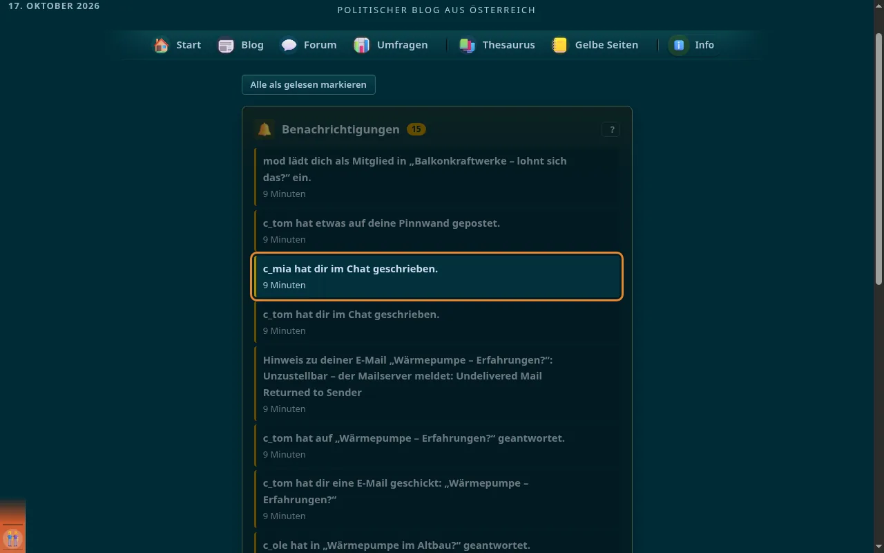 So sieht es aus: Verpasste Chats