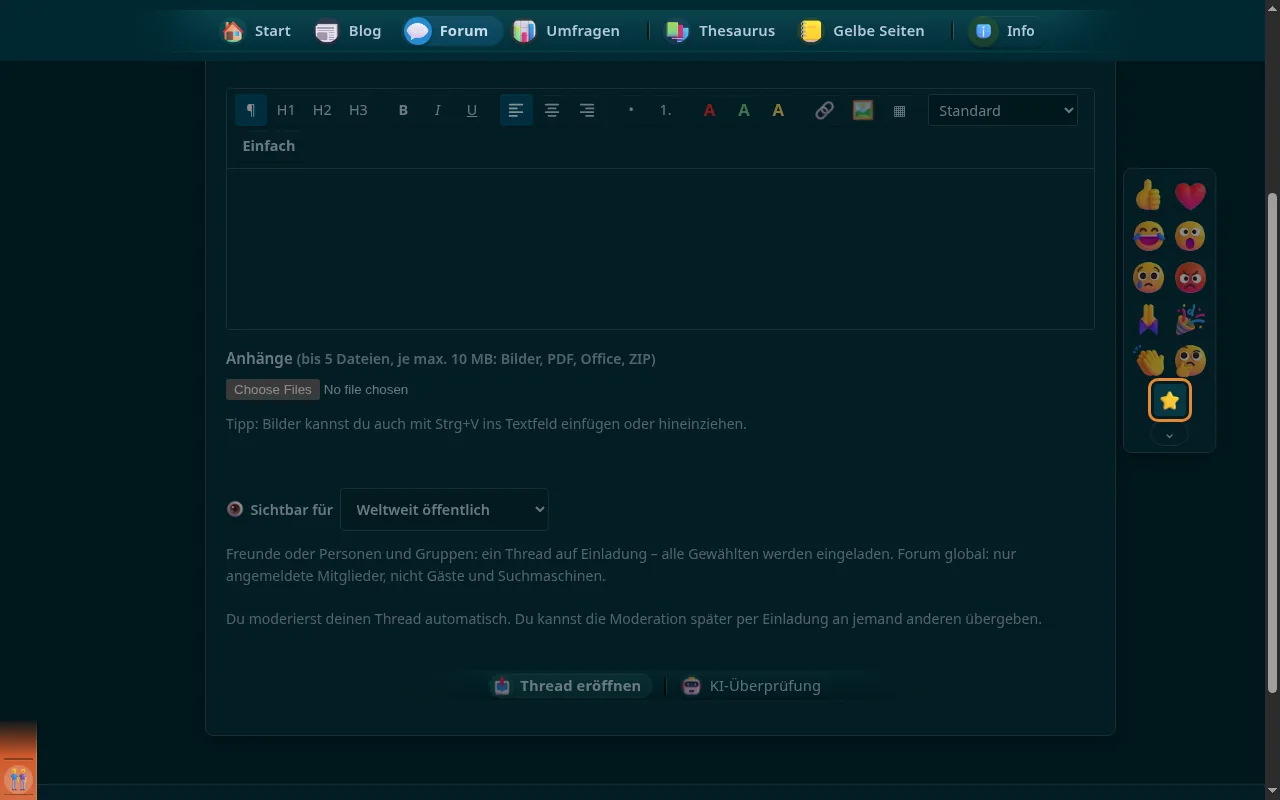 So sieht es aus: ⭐ im Editor
