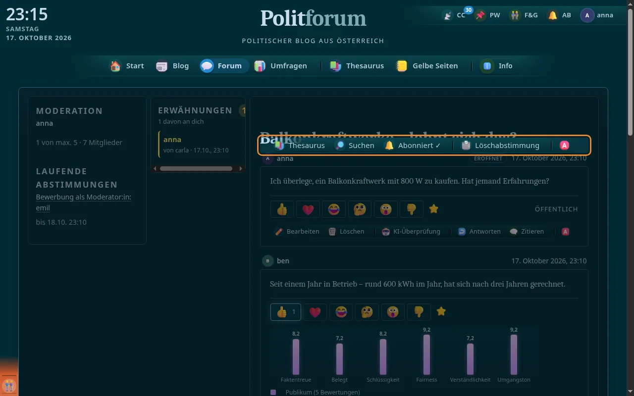 So sieht es aus: Symbole der Plattform