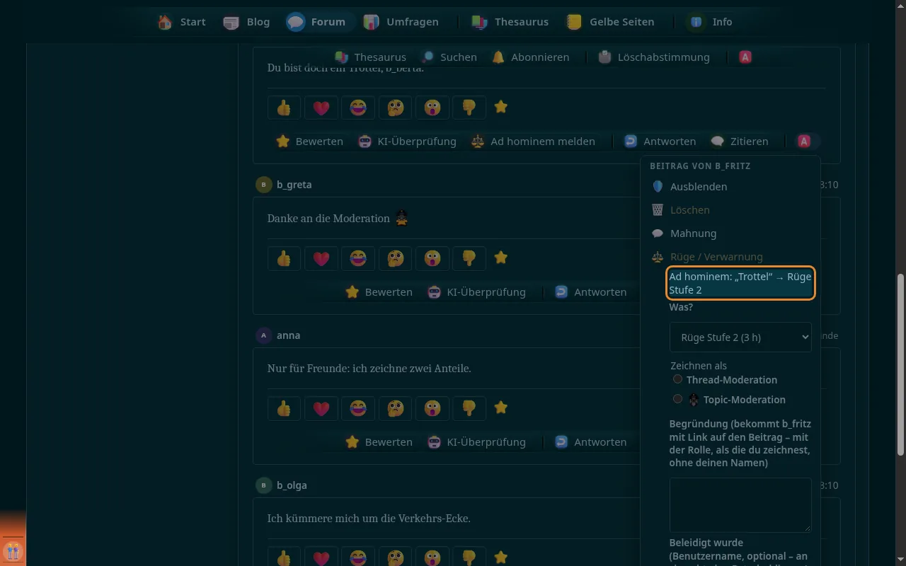 So sieht es aus: Ad-hominem-Liste