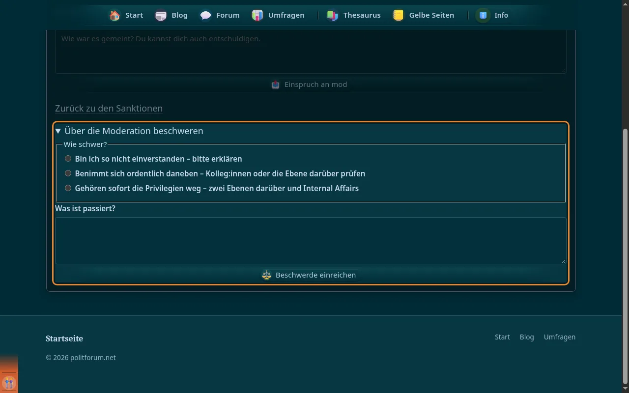 So sieht es aus: Über die Moderation beschweren