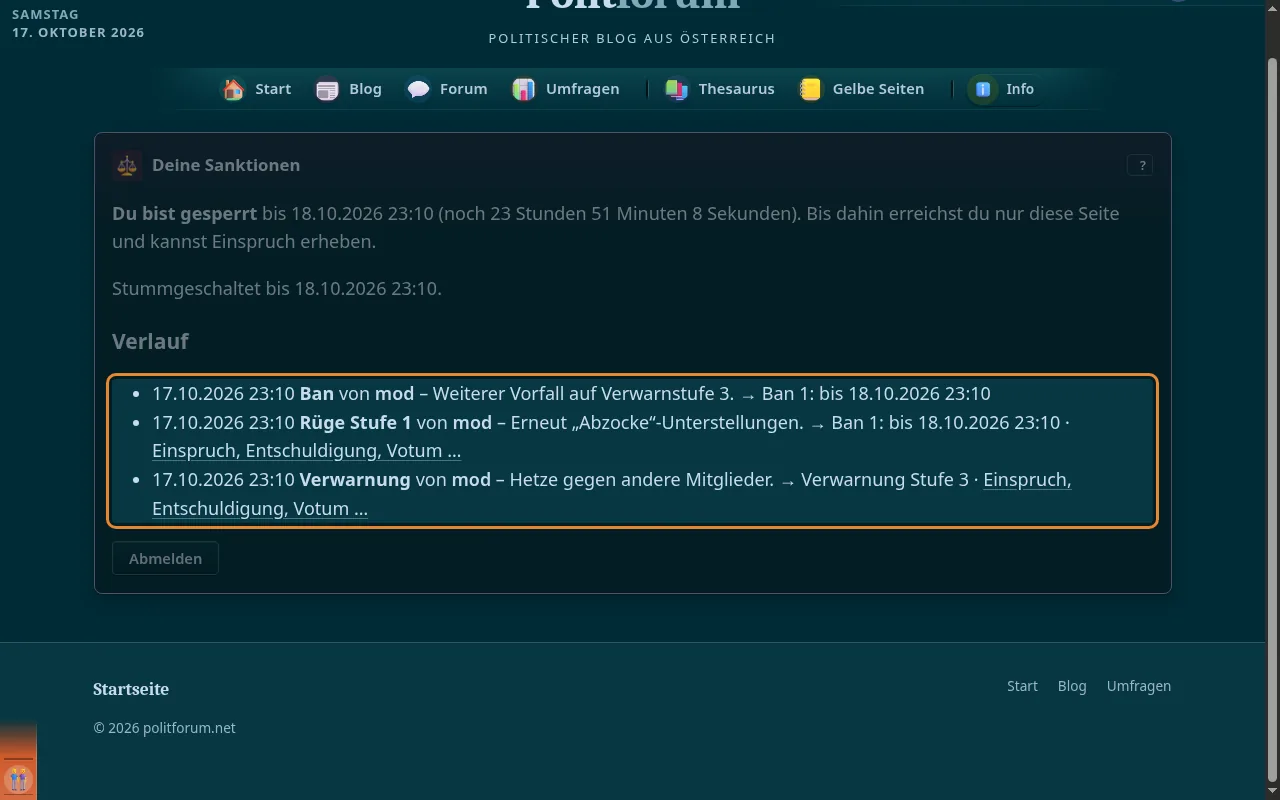So sieht es aus: Ban