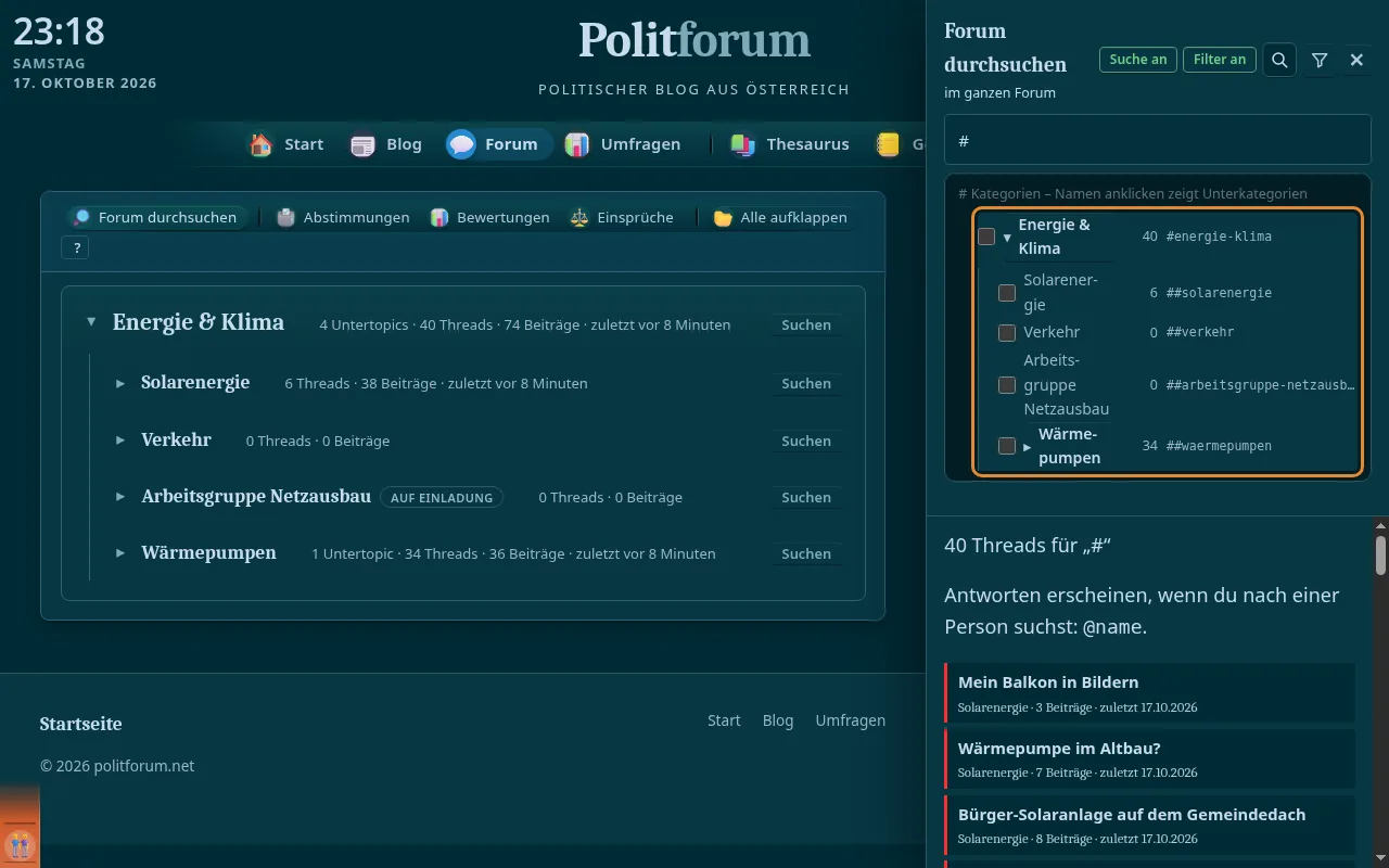 So sieht es aus: Hashtag-Auswahl per Tastatur
