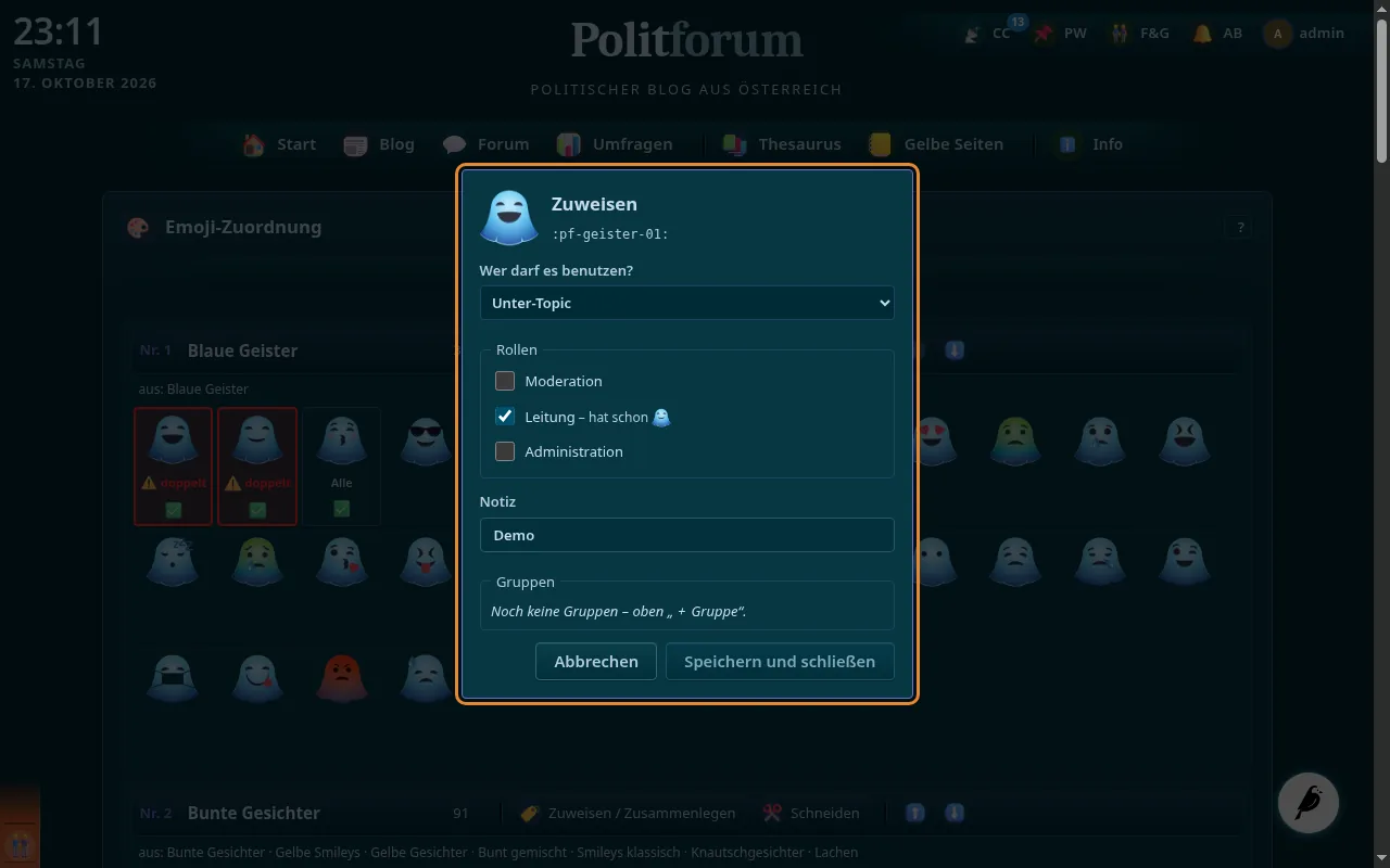 So sieht es aus: Popup „Zuweisen“